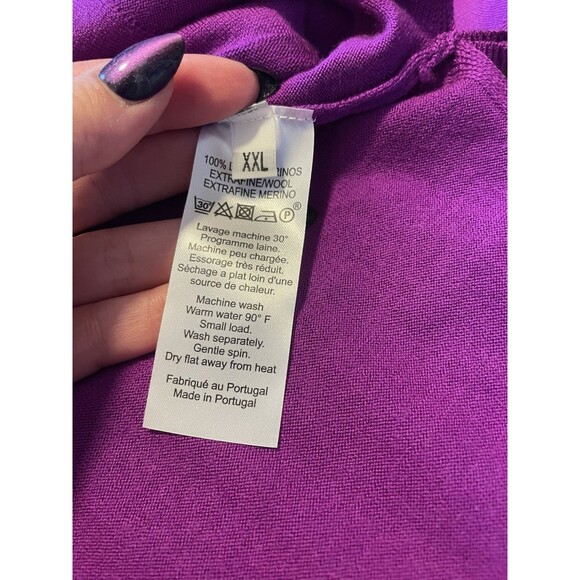 Pôles Maison Montagut 100% Wool V-Neck Sweater, Purple, Size XXL - Picture 7 of 11